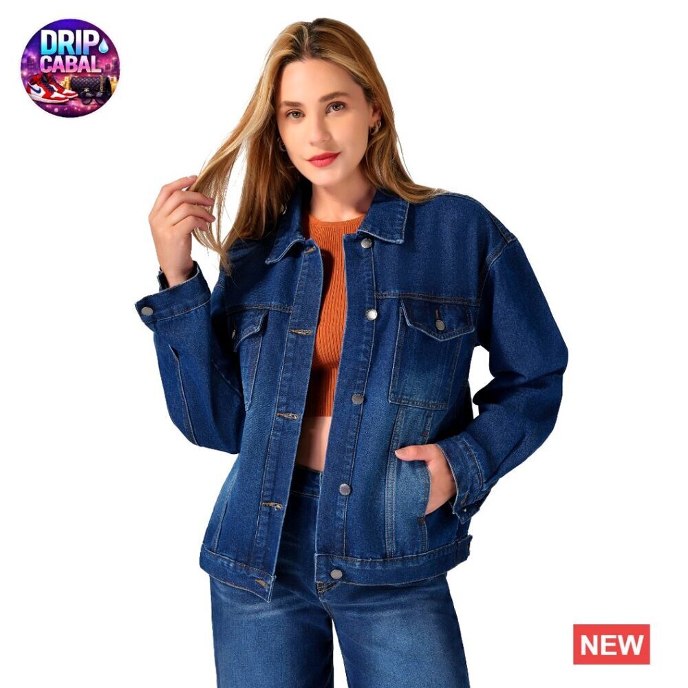 Oversized Denim Jacket Classic '90s Retro Western Trucker Coat Button Up